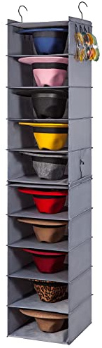 LADYBRO Oxford Cloth Hat Rack for Closet, Storage or Display, Grey, Large