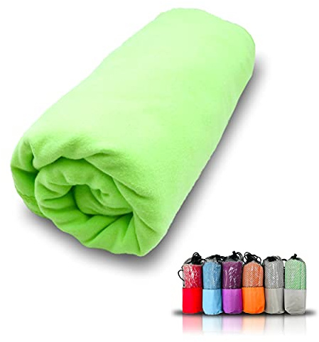 Meishida Toalla de Microfibra Secado Super Rápido, Toalla para Deporte Gimnasio, De Viaje y a la Playa, Absorbente y Ultraligera (Verde, 40 x 80 cm)
