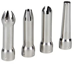 Runesol 4 x Embouts En Acier Inoxydable Pour Siphon De Crème Fouettée, Quatre Buses Pour La Crème Fouettée, Pièces De Rechange Création De Crème Fouettée, Décoration Desserts Et Gâteaux