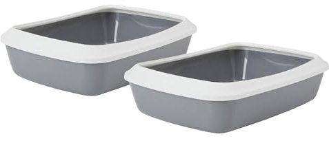 2er Sparpack Schalentoilette Katzentoilette grau-Weiss IRIZ