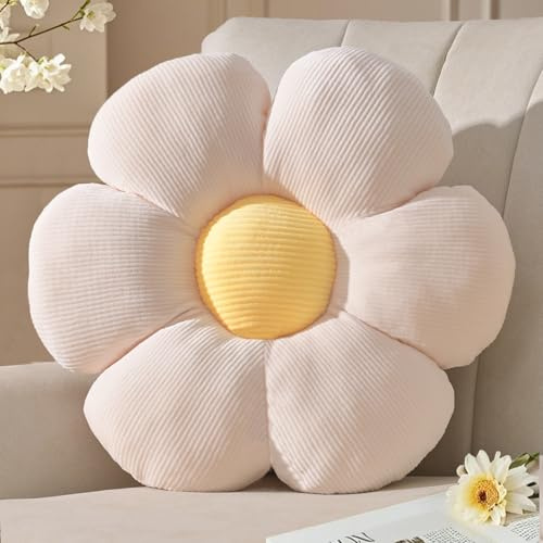 Yhoelata Cojin Flor Blanco, Cojín de Suelo Estético para Habitación, Cojines Sofa, Cojines Cama Decoración de Dormitorio, Decoración de Habitación Infantil, 38 cm
