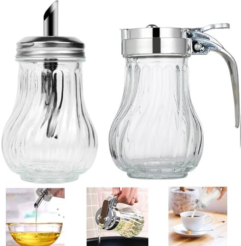 Aipeeo 2 Pièces Sucrier,Boite a Sucre,Pot de Miel,Boite a Sucre en Poudre,Sucrier pour Sucre en Poudre (200ml+200ml)