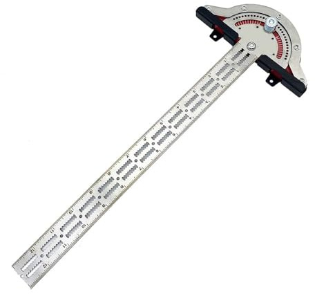 Smgda Protractor Angle Finder, 13 inch Woodworking Edge Ruler, 0-70°Adjustable Multi-Function Angle Measure Tool, Stainless Steel Carpenter T Square, T Ruler with Wall Hanging Storage Rack