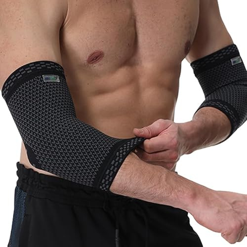 NeoTech Care Elbow Support Brace - Breathable - Men, Women, Right or Left (Black Color, Size S, 1 Pair)