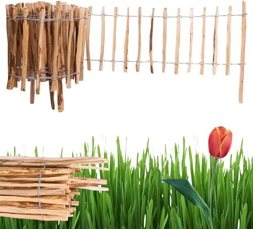 Ogrodzenia Wiklinowe H:35 cm L:5m Bordure de Parterre en Noisette Bois Exterieur Flexible Espacement des Lattes 4-5 cm Bordure de Pelouse Cloture Jardin