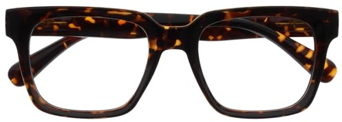 OPULIZE ERA Blå ljusskyddsglasögon för kvinnor och män - förstoringsglas skärm/gaming - överdimensionerad ram - anti-bländning anti-bländning UV-skydd - brunt skal + 2,50