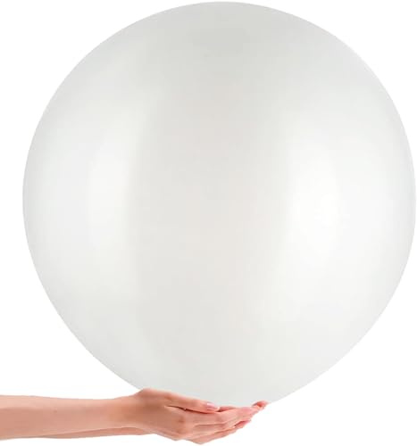 LUKIUP 36 tum Jätte heliumballonger, 6 stycken stora ballonger, 90 cm latex jätteballonger, dekoration för bröllop, födelsedag, dop, babyparty (vit)