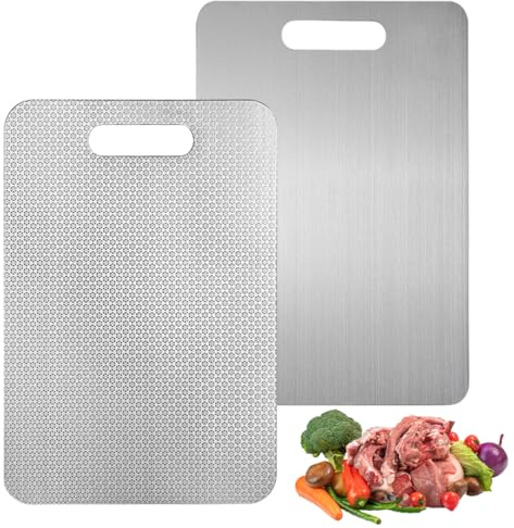 Wapasezyar Titan Schneidebrett 2025, Edelstahl Schneidebretter 316, Titanium Cutting Board für die Küche, Doppelseitiges Schneidebrett in Lebensmittelqualität, Antihaftbeschichtet(34 x 23 cm)