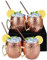 SMRONAR Moscow Mule Copper Mugs - Set of 4 Handmade Copper Plated Stainless Steel Mug - 16 Oz Solid Copper Mugs with 4 Cocktail Copper Straws