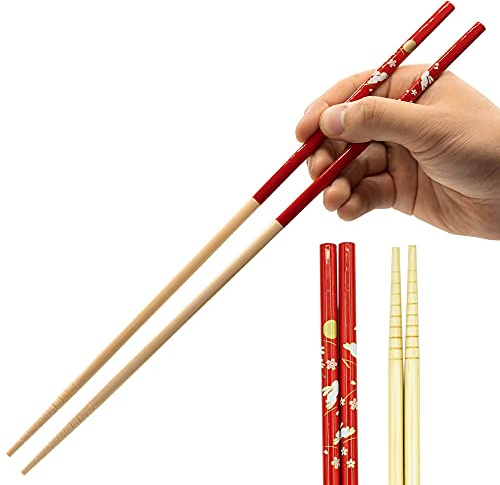 Tanaka Hashi Cooking Chopsticks Long Japanese - Made in Japan,Bamboo Wood Saibashi Cooking Chopsticks - 13in - Red,13x0.31