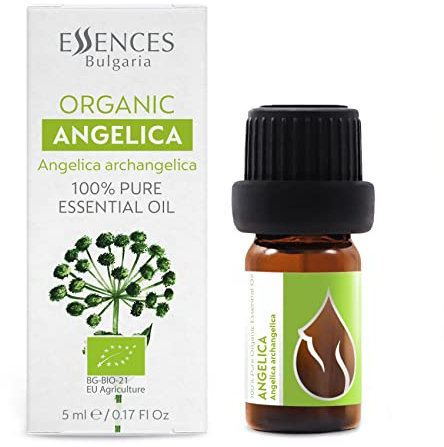 Essences Bulgaria Aceite Esencial de Angélica Orgánico 5ml | Angelica archangelica | 100% Puro y Natural | Sin Diluir | Grado Terapéutico | Granja Familiar | Destilado al Vapor | Sin OMG | Vegano