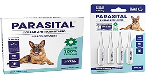 Zotal PARASITAL® Pack Collar Antiparasitario Perros Grandes + Pipeta Perros Grandes | Pack contra los parásitos externos en Mascotas | Ingredientes Activos Naturales | Marca