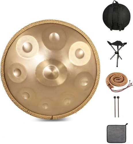 Handpan armonico Handpan Drum Handpan 432 Hz Handpan Steel Drum 9/10 Notes Strumento a percussione professionale Handpan in acciaio con supporto per handpan, custodia per handpan
