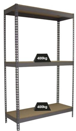 PROREGAL Schwerlastregal MID Wood YETI Three | HxBxT 150x150x60cm | Fachlast 400kg | Grau | Regal Standregal Werkstattregal Lagerregal Kellerregal