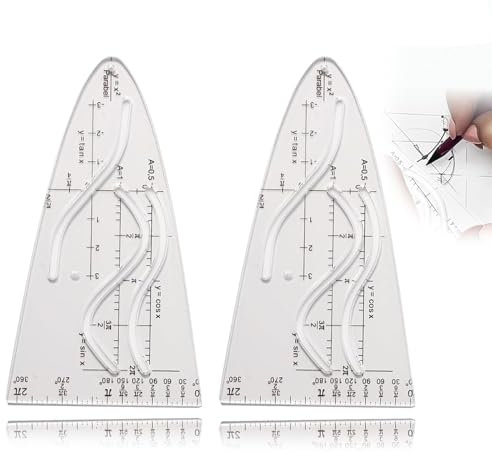 2 Stück Parabelschablone, Schablone Einheitsparabel Parabelschablone, Parabelschablone Mathe, Die Maßbeständigeundformstabile Schablone Normalparabel Für Studenten Büro Designer Malerei