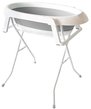 OHMG Baignoire pour bébé pliante avec support,Baignoire bebe sur pied, armature intégrés,portable,antidérapante, pour nouveau-nés jusqu'à 3 mois,Baignoire pliable bébé