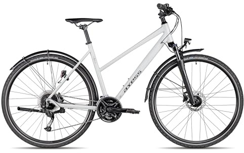 Axess Veris Street Trapez | Crossbike | 27-Gang Schaltung | 28 Zoll Damenfahrrad | Hydraulische Scheibenbremsen, Farbe:matt Grey, Rahmengröße:52 cm