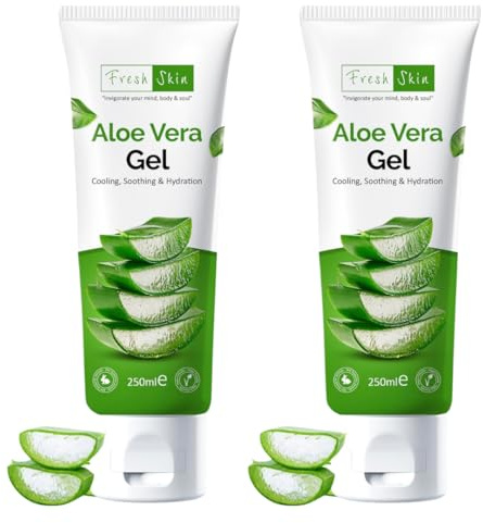 Aloe Vera Gel Tube 250ml (Pack of 2) - 99% Naturally Bio-Active Aloe Vera - Cruelty-Free and Vegan - Cooling, Soothing and Moisturising for All Skin Types