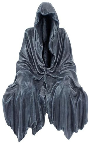 ZOOMPIL Svart Grim Reaper-staty, staty av Grim Reaper i konstharts, skräckdekoration, med konstgjort blod Halloween 100 ml för Halloween sminkning, sminkaccessoarer, specialeffekter, dekoration