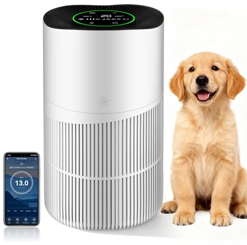Air Purifiers for Large Home Bedroom, CADR 403m³/h, Alexa Enabled, Filter with PM2.5 Intelligent Air Quality Sensor, Auto Mode, Targets Pollen, Dust, Smoke, Pet Allergens