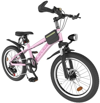 LNRLZYLS Kids Bike for Boys & Girls Ages 7–12, 20/24 Inch Mountain Bicycle with 7-Speed Gear, Dual Disc Brakes, Suspension Fork, LED Headlight – Youth Bike for Outdoor Riding