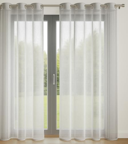 Set of 2 Plain Curtains with 8 Eyelets 140 x 240 cm Grey Bright and Decorative Protects from Outdoors