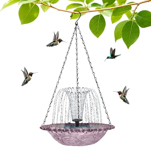 Fuente Solar Colgante para Baño De Pájaros, Recipiente Flotante Forma Animal con Bomba De Agua, Bebedero Y para Aves, Decoración para Jardín, Terraza, Balcón, Y Patio 23,5x46cm