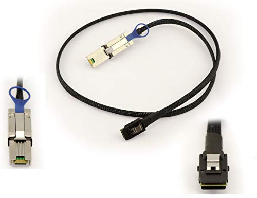 KALEA-INFORMATIQUE MiniSAS SAS-Kabel SFF-8088 zu SFF-8087. Länge 1M, SFF8088 26-polig Mini-SAS extern, SFF8087 36-polig MiniSAS Intern.