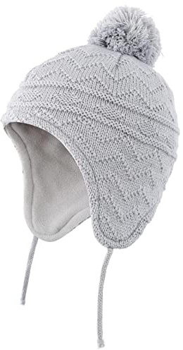 Connectyle Girls Boys Knit Kids Hat with Earflaps Fleece Lined Beanie Cap Warm Winter Beanies Skull Cap L Grey
