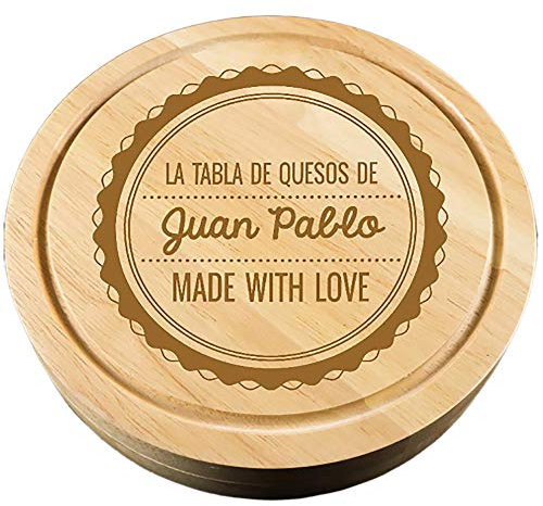 Regalo Personalizado: Tabla de quesos ‘Made with Love’ grabada con el Nombre Que tú Quieras