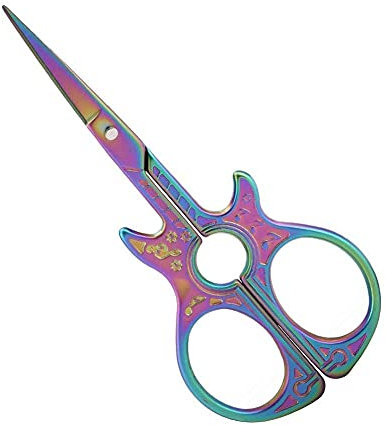Tijeras de bordado vintage con forma de guitarra, Tijeras de costura de acero inoxidable, Tijera de bordado de tocador, Tijeras domésticas para bricolaje Artesanía Trabajo de arte(Arco Iris)