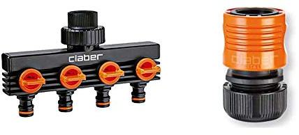 Claber 7724224 BL. Presa Rub. 4 Vie 8581, Nero/Arancione/Grigio, 160x55x300 cm & RACCORDO RAPIDO 1/2 8607 CLABER [CLABER ]