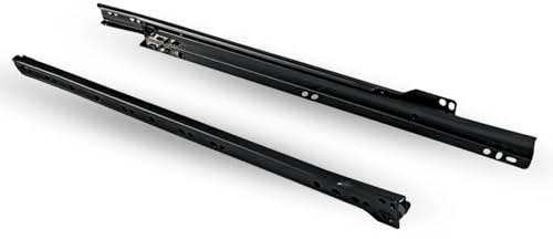 INDAUX Par (juego completo de 4 unidades) guías deslizantes de rodillo para extracción de cajones – Negro, 700 mm