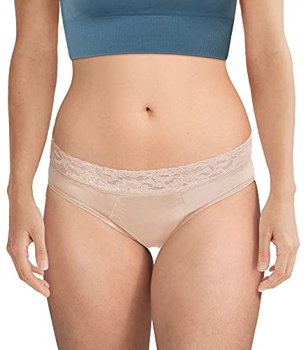SELENACARE Periodic underkläder Classic – menstruationsunderkläder för kvinnor, tvättbar och antibakteriell trosa, 100 % vegan, 25 ml absorption, Beige, L