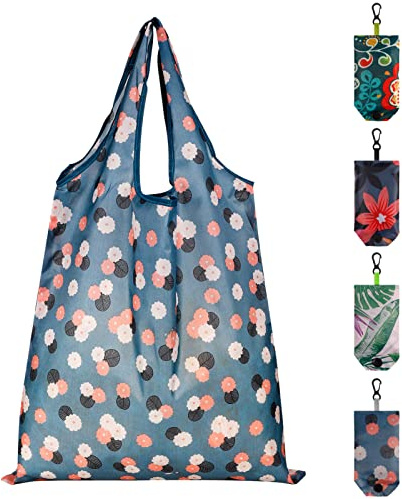 QINREN 4 Pack Foldable Reusable Shopping Bags