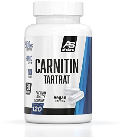 All Stars Carnitin Tartrat, Hochdosiert - 2000mg premium Quality L-Carnitin pro Portion, unterstützt die Fettverbrennung & Definitionsphase, 120 HPMC Kapseln, Vegan, Ohne Gelatine, 1er Pack (1 x 105g)