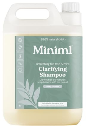 Miniml Natural Hair Shampoo Eco Friendly – 5L Refill Tea Tree & Mint Men and Womens Sensitive Scalp & Skin Cruelty Free Vegan Shampoo - For Greasy, Curly, Dry and Dandruff Hair
