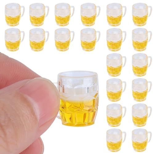 20 Piezas Mini Modelo de Tazas de Cerveza, simulación de casa de muñecas de Resina Bonita Modelo de Jarra de Cerveza Botellas de Alcohol en Miniatura para Mini Accesorios para Manualidades DIY