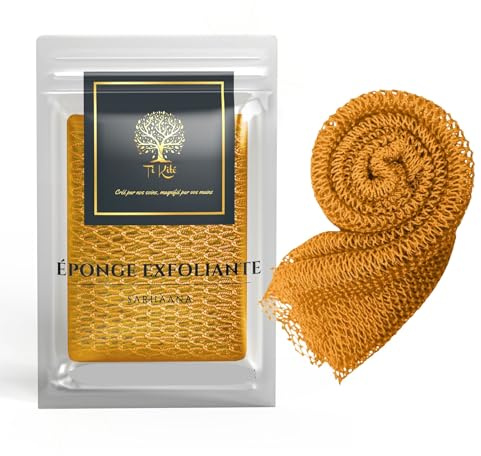 Sarhaana Filet de Douche africain Djampe Eponge de Bain exfoliante Gant Fleur de Toilette XL Accessoire Femme Homme Enfant Filet de Gommage corporelle (JAUNE)