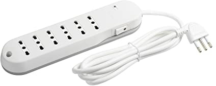 BTicino Elektrische Steckdosenleiste Slim mit Safe Lichtschalter und Blitzschutz, 6 Steckdosen 10/16 A, Kabel 1,5 m, platzsparend, 2500 W, Farbe Weiß