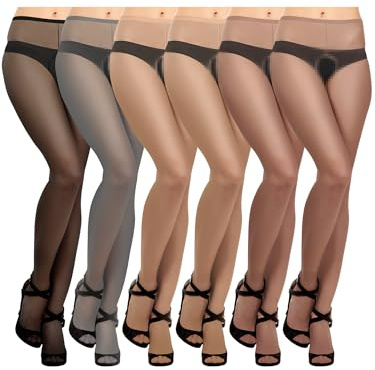 Geyoga 6 Pair Sheer Pantyhose for Women Pantyhose Tights Sheer Silk Stockings(Black, Coffee, Nude, Gray)