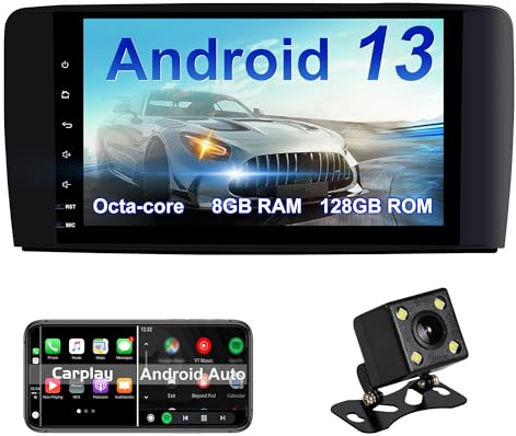 Autoradio Android 13 per Mercedes Benz GL ML CLASSE W164 X164 ML350 ML450 ML500 GL320 GL450 Octa Core 8G RAM+128G ROM con Carplay/Android Auto, navigazione GPS, radio FM/AM/RDS, Bluetooth, SWC, WIFI