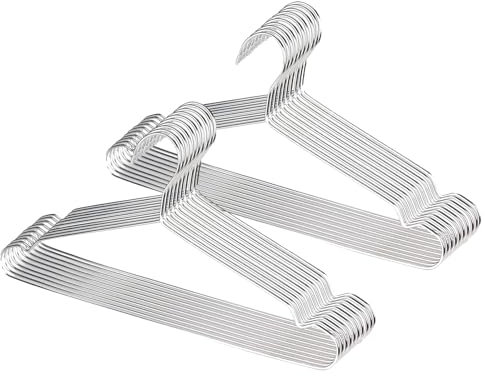 MISSLO 20 Stück Schwerer Kleiderbügel Metall, 42,9cm rutschfest Edelstahl Kleiderbügel mit Einkerbungen Robust für Kleidung, Hemden, Anzug, Kleider