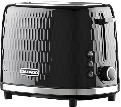 Daewoo Hive Collection, 2 Slice Toaster, Easy Cleaning, Safety Features, Cord Storage, High Lift Lever, Browning Controls, Defrost, Reheat, Cancel Functions, Part Of A Collection, Black