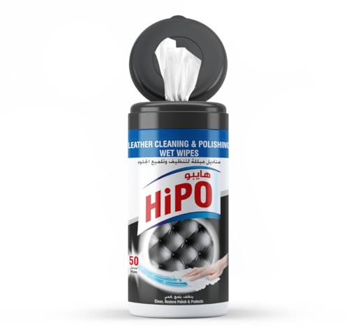 HiPO Wet Wipes for Leather, Cleaning & Polishing, 50 Wipes