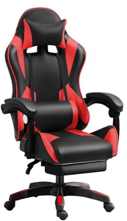 IZTOSS Sedia Gaming ergonomica con schienale regolabile, con poggiatesta, braccioli e supporto lombare (C-Nero+Rosso)