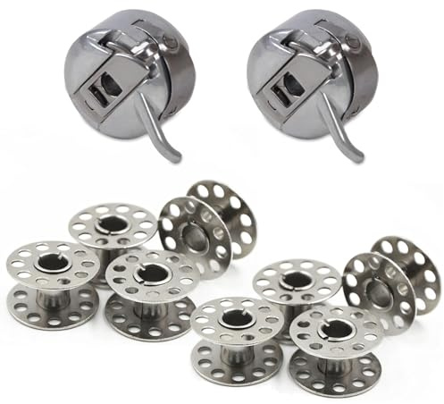 2 Bobbin Case and 8 Metal Bobbins, Metal Bobbins