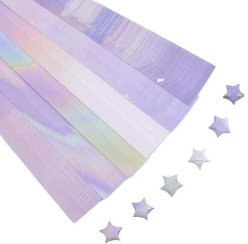 URROMA Lila Origami Stars papper, 900 st Lucky Star pappersremsor Origami Star pappersremsor för vikning, handgjorda kort, present, fest, hantverk, dekoration