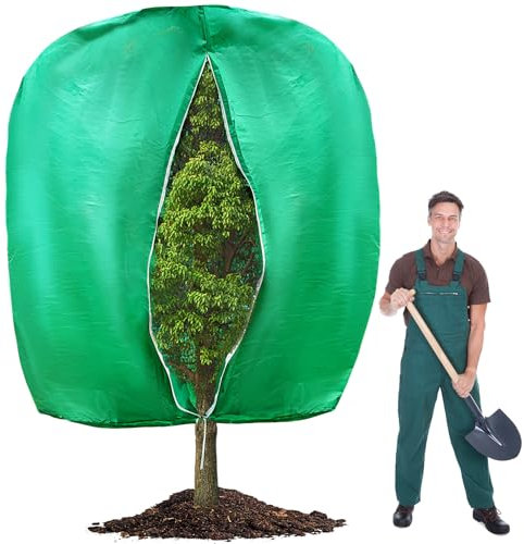 Grande Housse de Protection Contre Le Gel - 210,8 x 180,3 cm - Housse d'hiver avec Fermeture éclair et Cordon de Serrage - Couverture épaisse pour Plantes en Pot, arbustes, Fleurs, Arbres fruitiers