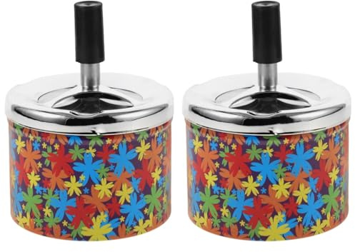 NIYANGLE Automatic Extinguishing Ashtray Metal Cigarette Ashtray for Desktop Decorative Table Ash Holder Compact Ash Tray with Lid Style Design for Home Travel Office Use